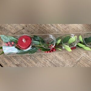 Crate & Barrel Clear Glass 5 Tealight Candle Holder/Decorative Centerpiece